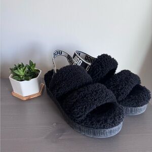 Women’s UGG Oh Fluffita  Slide Slippers Platform Sling Back Size 11